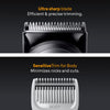 Hair trimmer head with ultra sharp blade and 'SensitiveTrim for Body' feature on a dark background.