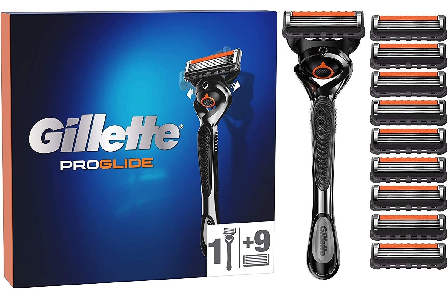 Gillette ProGlide Men's Razor with FlexBall Technology and 10 Refill Blades - Full Set