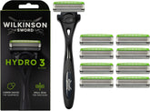 Wilkinson Sword Hydro 3 Razor with ergonomic handle and 9 blade refills