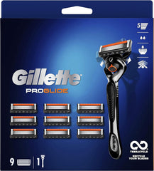 Packaging of Gillette ProGlide Razor with 9 Refills