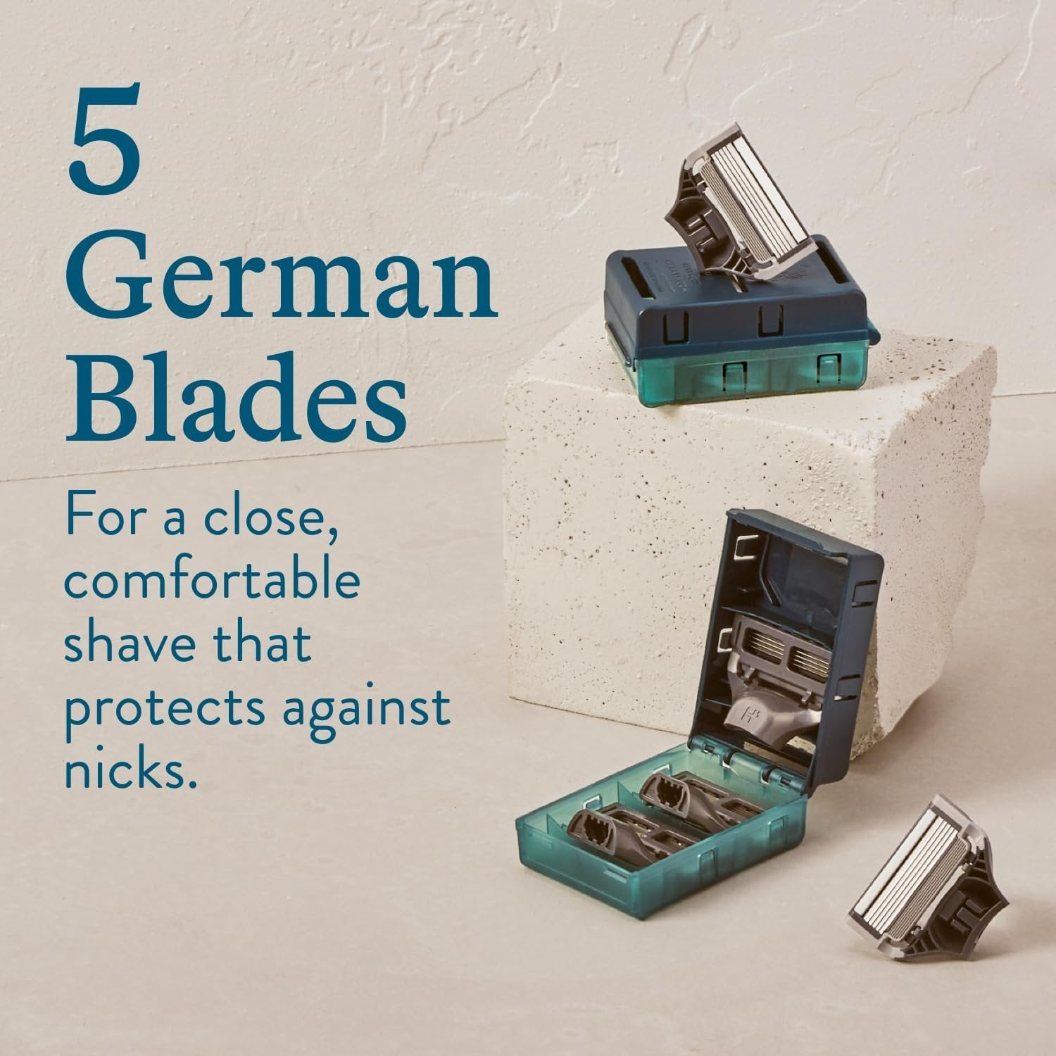 Packaging of Men's Razor Set with Indigo Blue Handle and Travel Blade Cover