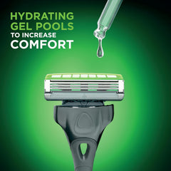 Close-up of Hydro 3 Razor Blades with hydrating gel reservoir and skin guards.