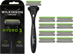 Wilkinson Sword Hydro 3 Razor with ergonomic handle and 9 blade refills